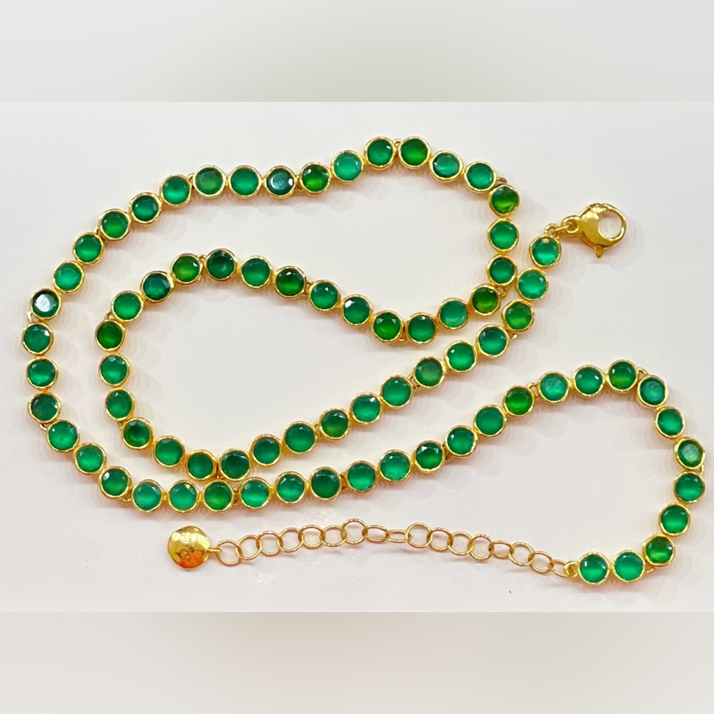 ‼️SOLD!!‼️Monica Vinader x Kate Young Green Onyx Tennis Necklace 18K Vermeil - Picture 2 of 13